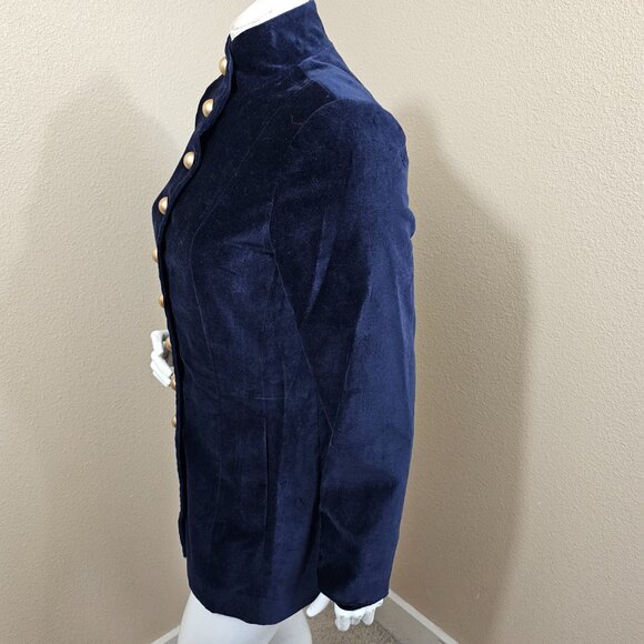 SOFT SURROUNDINGS Velvet Navy Button Down Gorgeous Jacket~Size S - Picture 4 of 9